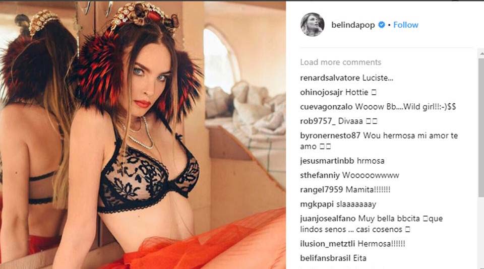 Belinda desata polémica con provocadoras fotos en lencería