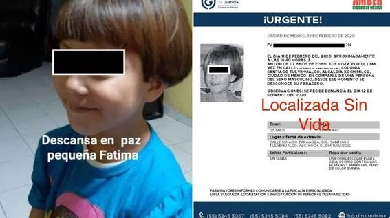 Exigen justicia para la niña Fátima, su cuerpo fue encontrado en bolsa de plástico