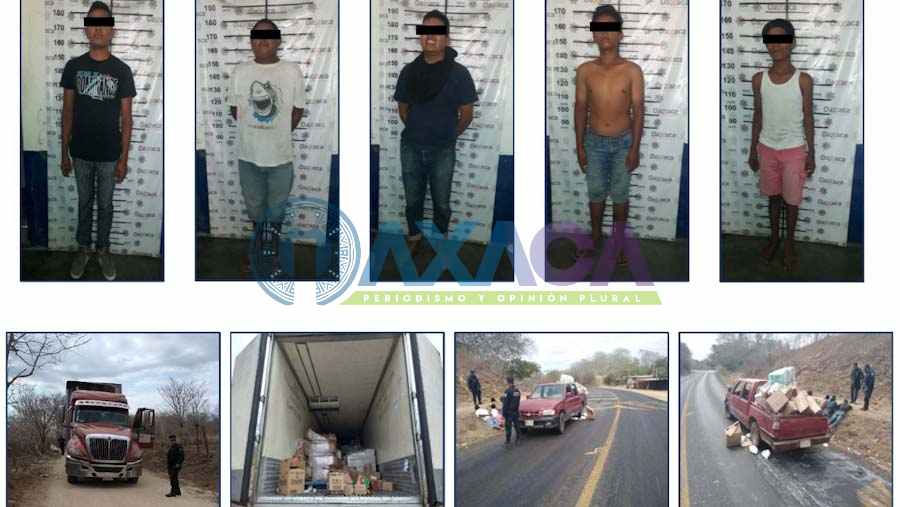Detiene a personas por robar mercancía de tráiler en Pochutla, Oaxaca