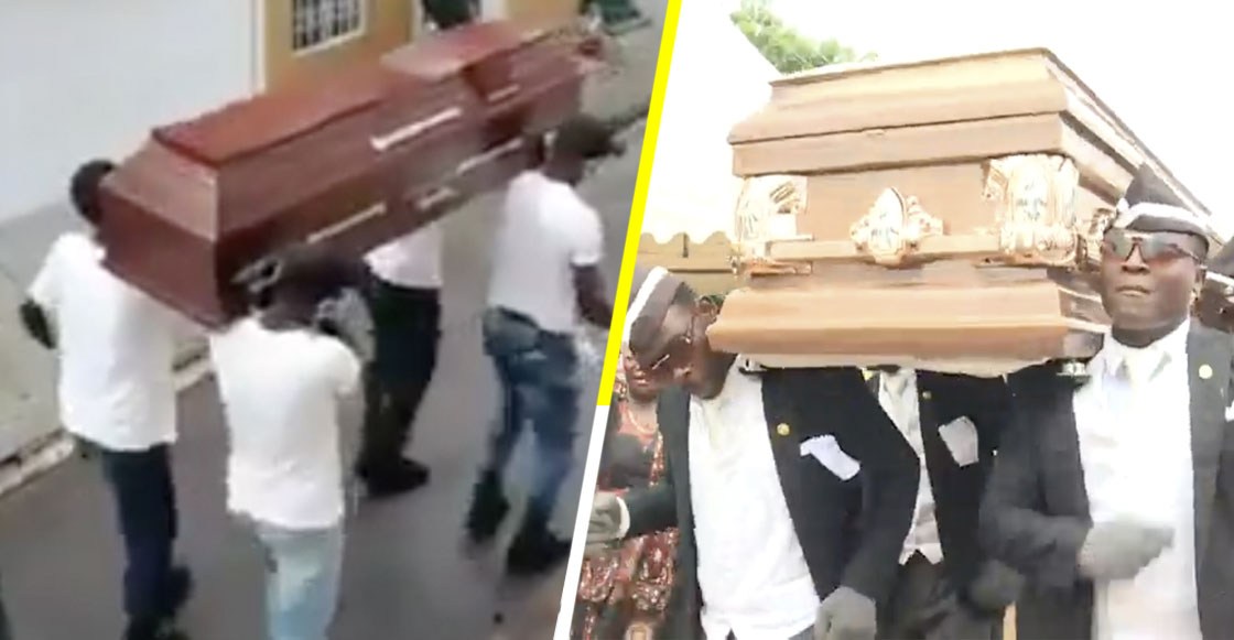 Policías bailan con un ataúd como en el meme viral