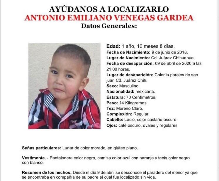 Antonio desapareció con su papá  quien fue encontrado muerto