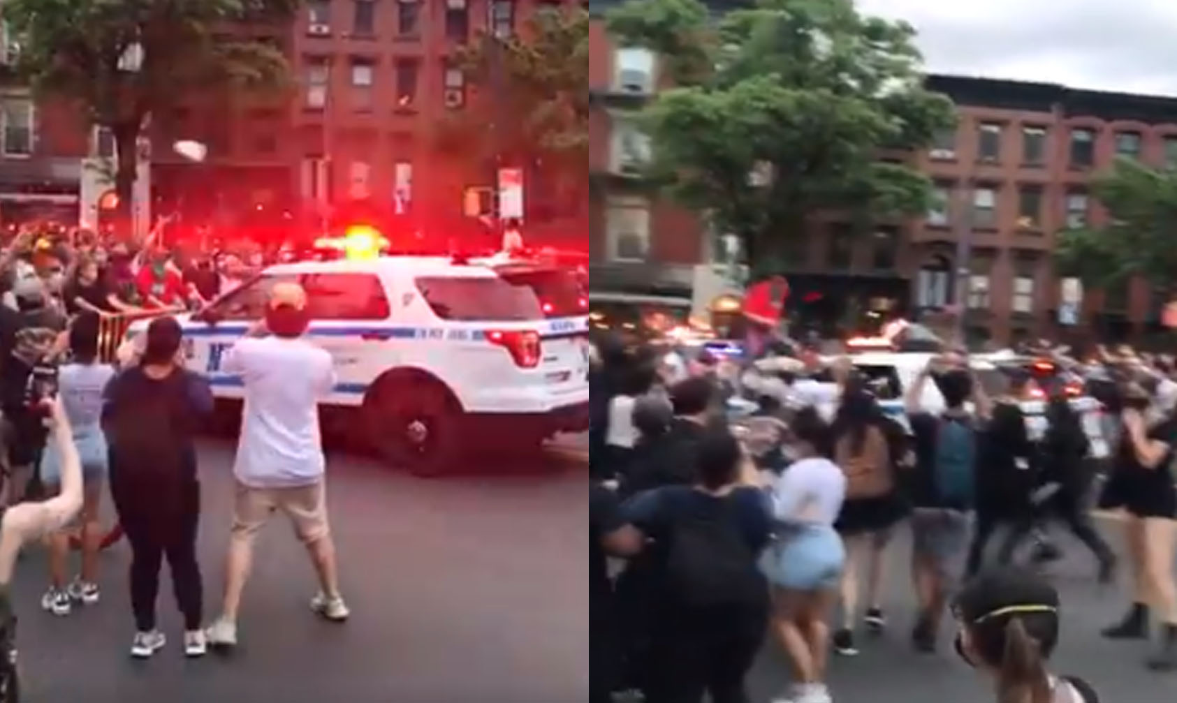 Manifestantes son envestidos por vehículo de policías en Nueva York