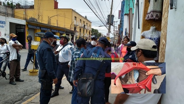 Policía estatal captura a paquera cuando huía con 22 mil pesos en el Centro Histórico, Oaxaca