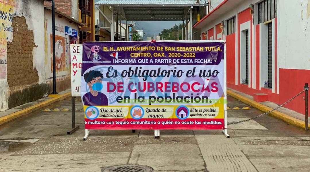 En San Sebastián Tutla cierran accesos e instalan filtros para disminuir contagios de Covid 19