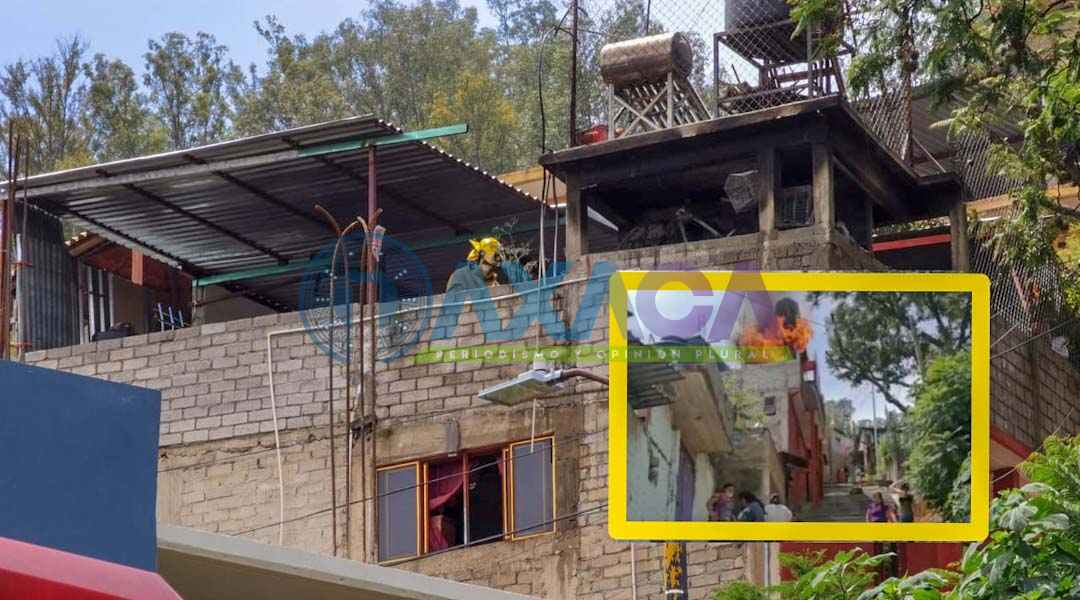 Incendio en casa del barrio el Coquito en San Juan Chapultepec, Oaxaca