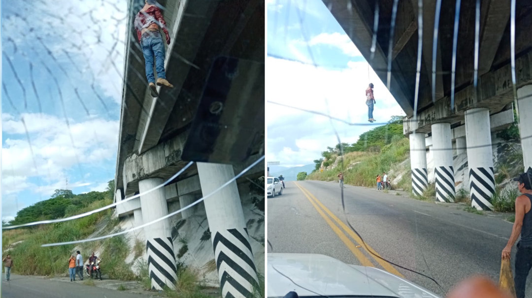 Cuelgan cuerpo de hombre ejecutado en puente de Chahuites, Oaxaca