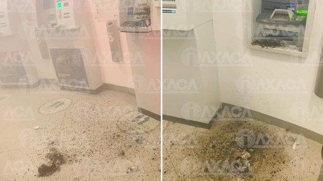 Con bombas molotov intentan robar cajero Bancomer en la Central de Abasto, Oaxaca