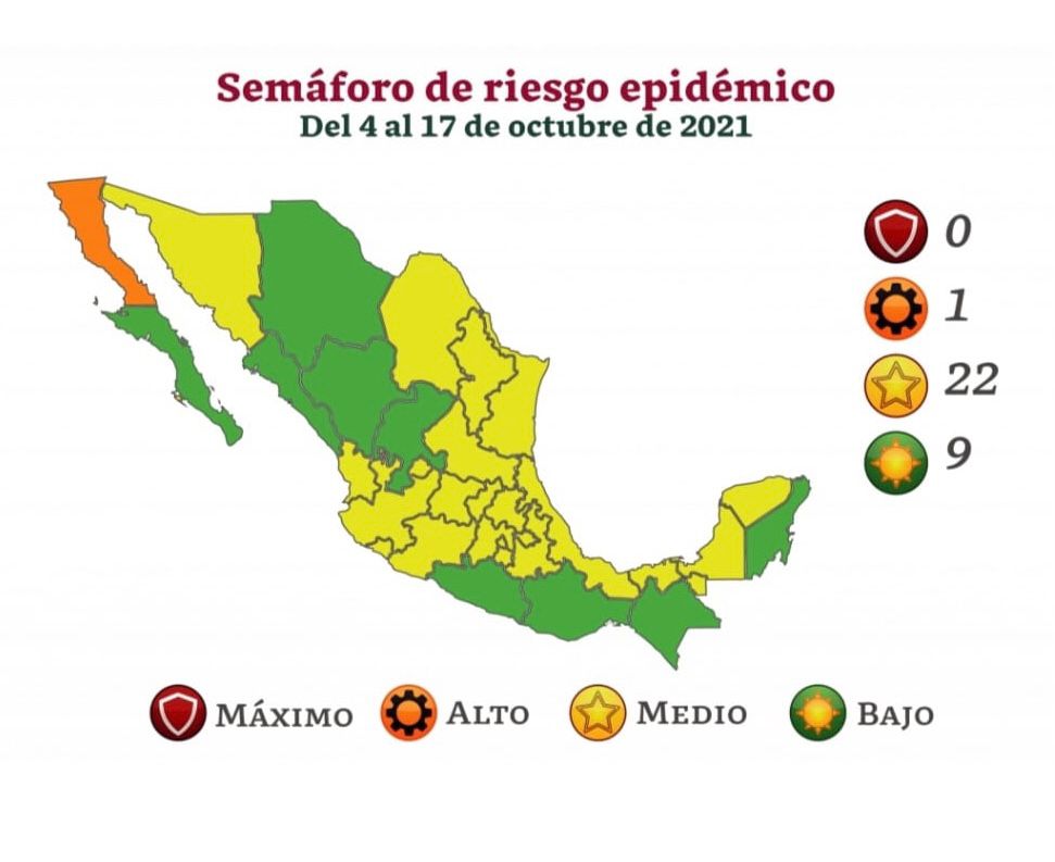 Oaxaca a color verde en el semáforo de riesgo epidemiológico por Covid-19