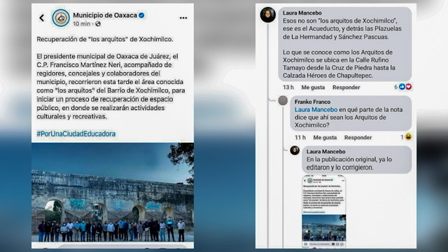 De mal en peor Comunicación Social de Martínez Neri, confunden acueducto con arcos de Xochimilco, Oaxaca