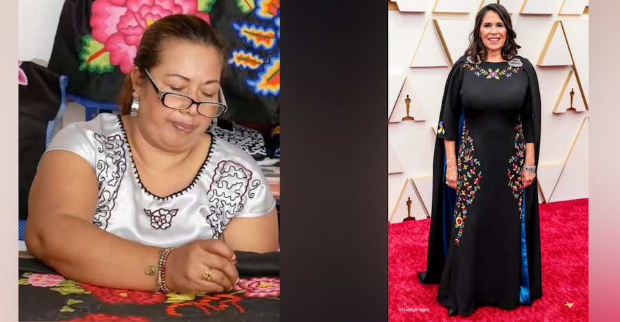 Oaxaqueña lleva su talento de bordado istmeño a los Premios Oscar