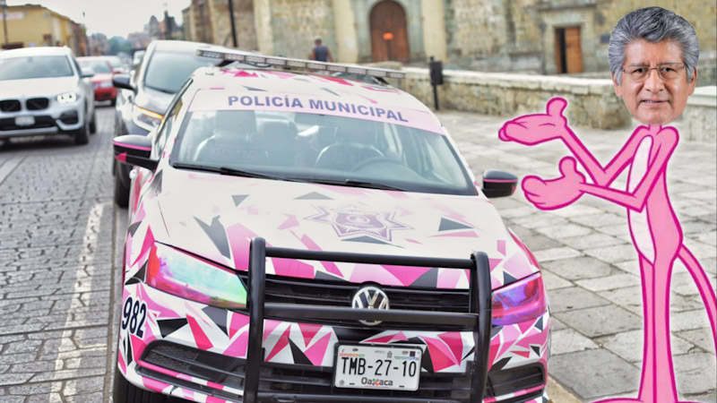 Solo para causar expectación edil de Oaxaca, Martínez Neri mandó a pintar de rosa una patrulla