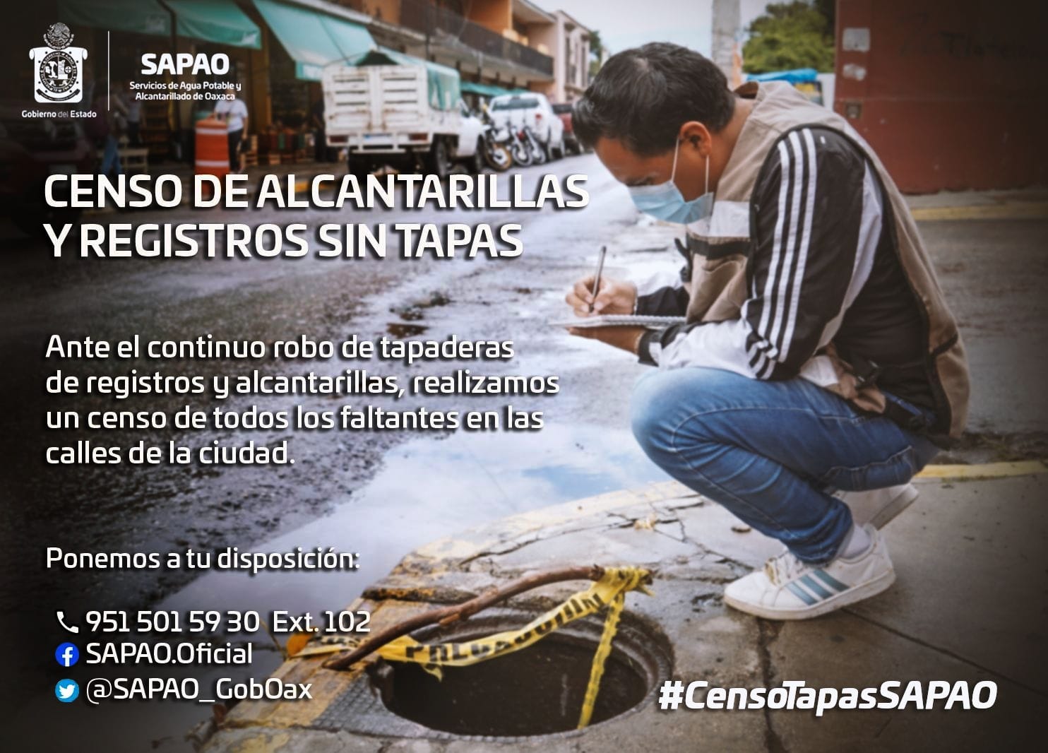 Inicia SAPAO censo de alcantarillas y registros sin tapadera