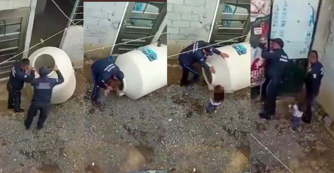 VIDEO: Pareja deja a niña en un tinaco de  agua en Chalco; saldrán libres con 10 mil pesos