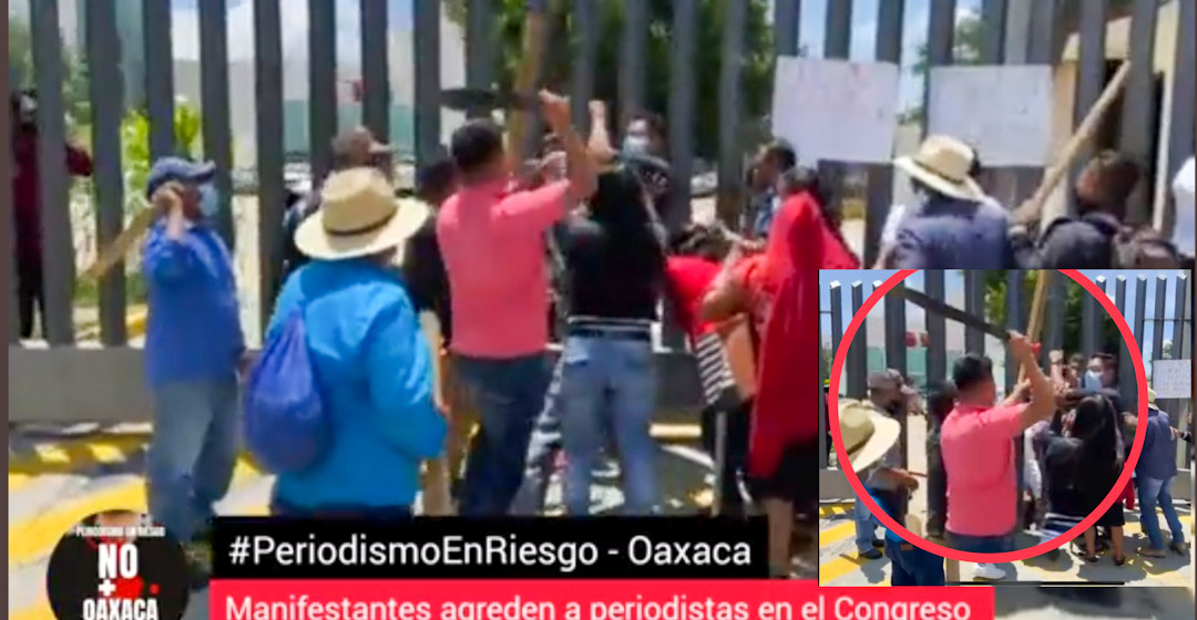 VIDEO: Con palos y machetes agreden a reporteros en el Congreso de Oaxaca