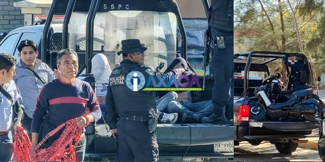 VIDEO: Balacera en Santa Cruz Xoxocotlán, cuatro personas fueron detenidos en intervención de la SSPC