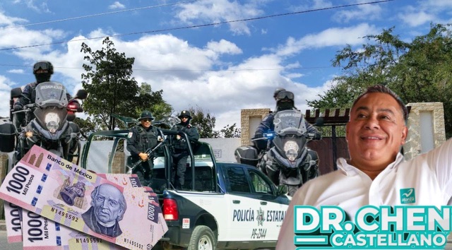 Policía de Xoxo al servicio de Chente Castellanos, para acarreo de gente