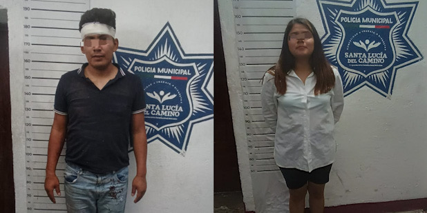 Pareja es sorprendida alterando el orden público en Santa Lucía del Camino