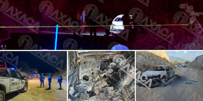 FOTOS: Localizan vehículo calcinado y restos óseos en la autopista Oaxaca-Huitzo