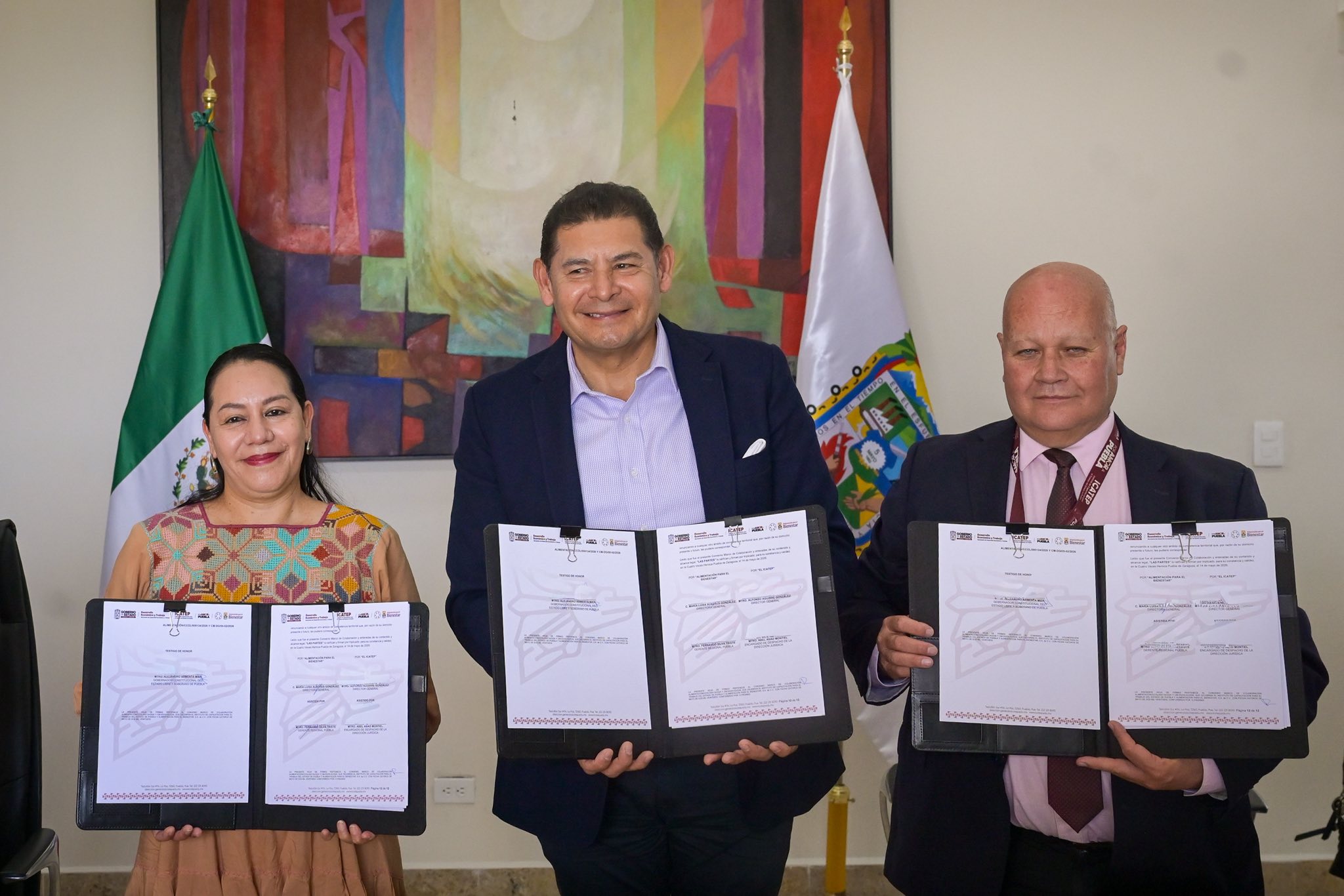 Firman Convenio Alimentación para el Bienestar, gobierno de Puebla e ICATEP